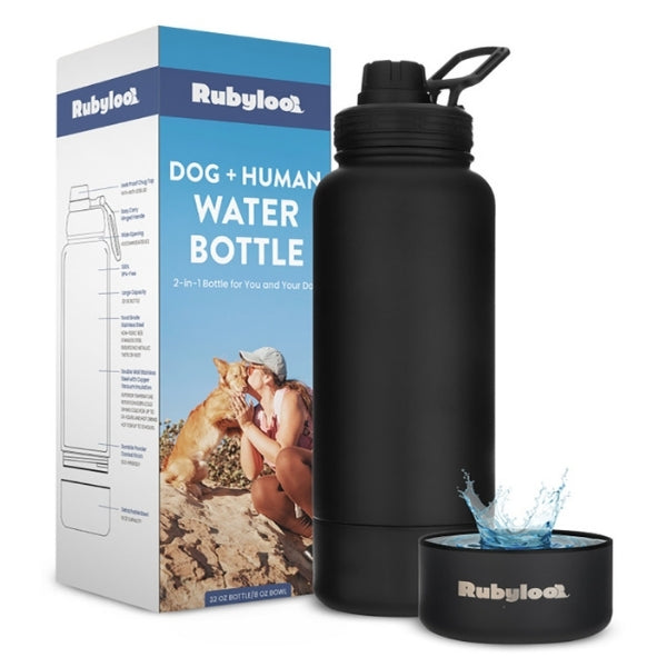 Dog + Human Travel Water Bottle with Bowl