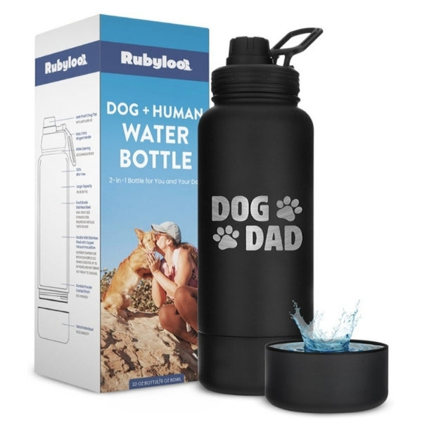 Dog + Human Travel Water Bottle with Bowl