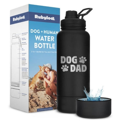 Dog + Human Travel Water Bottle with Bowl