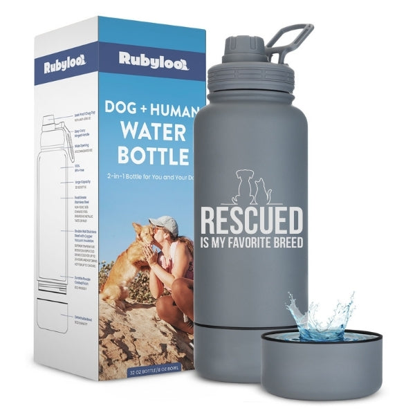 Dog + Human Travel Water Bottle with Bowl