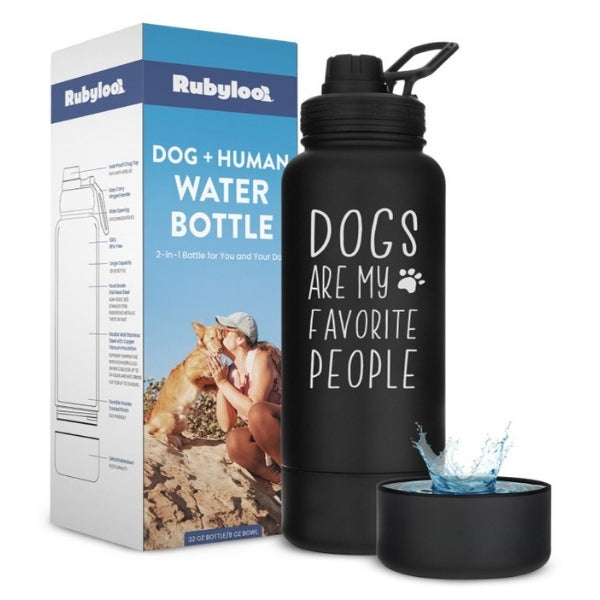 Dog + Human Travel Water Bottle with Bowl
