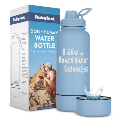 Dog + Human Travel Water Bottle with Bowl