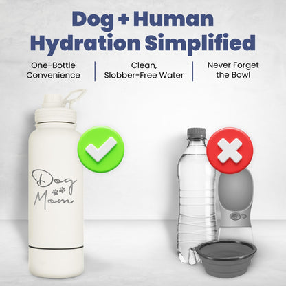 Dog + Human Travel Water Bottle with Bowl