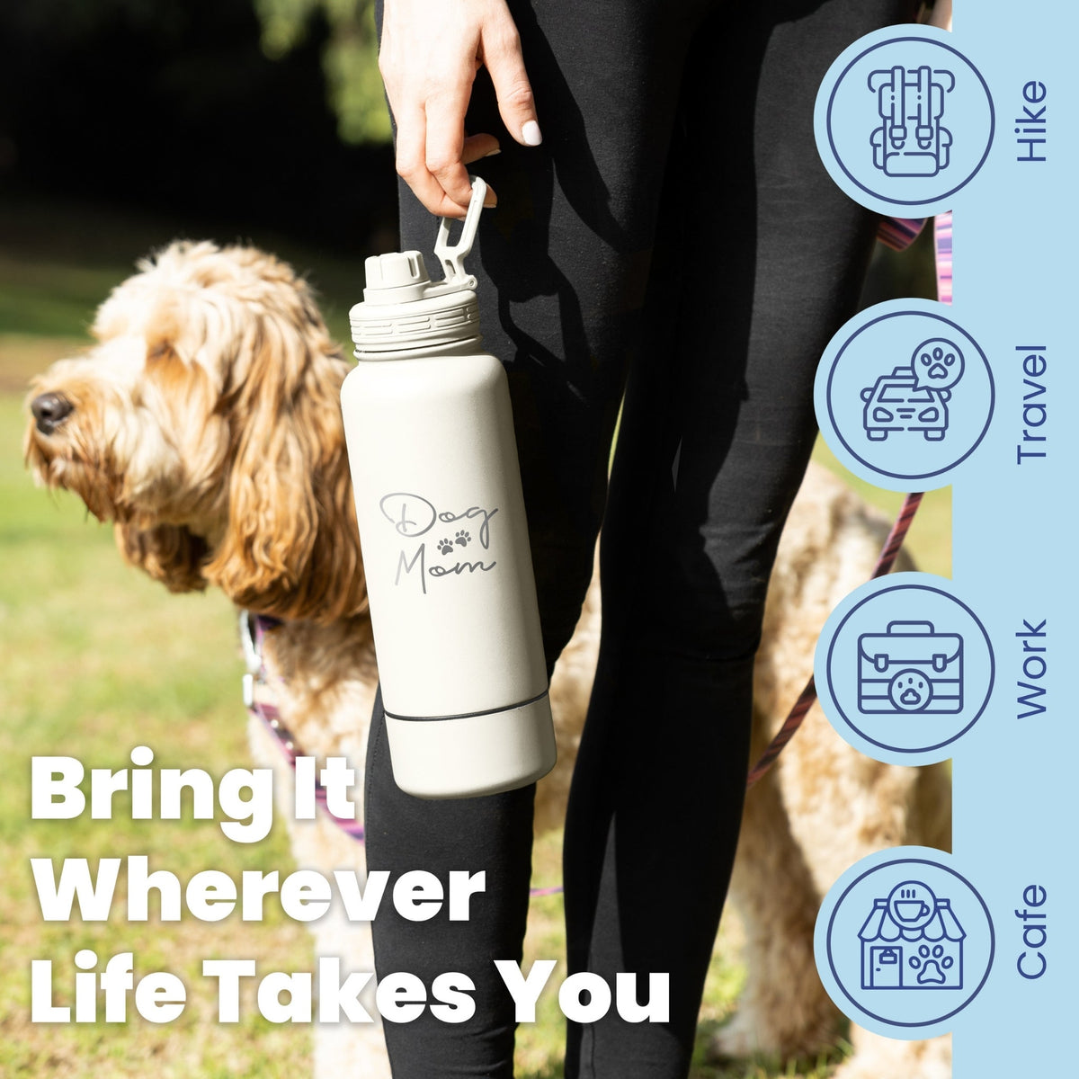 Dog + Human Travel Water Bottle with Bowl