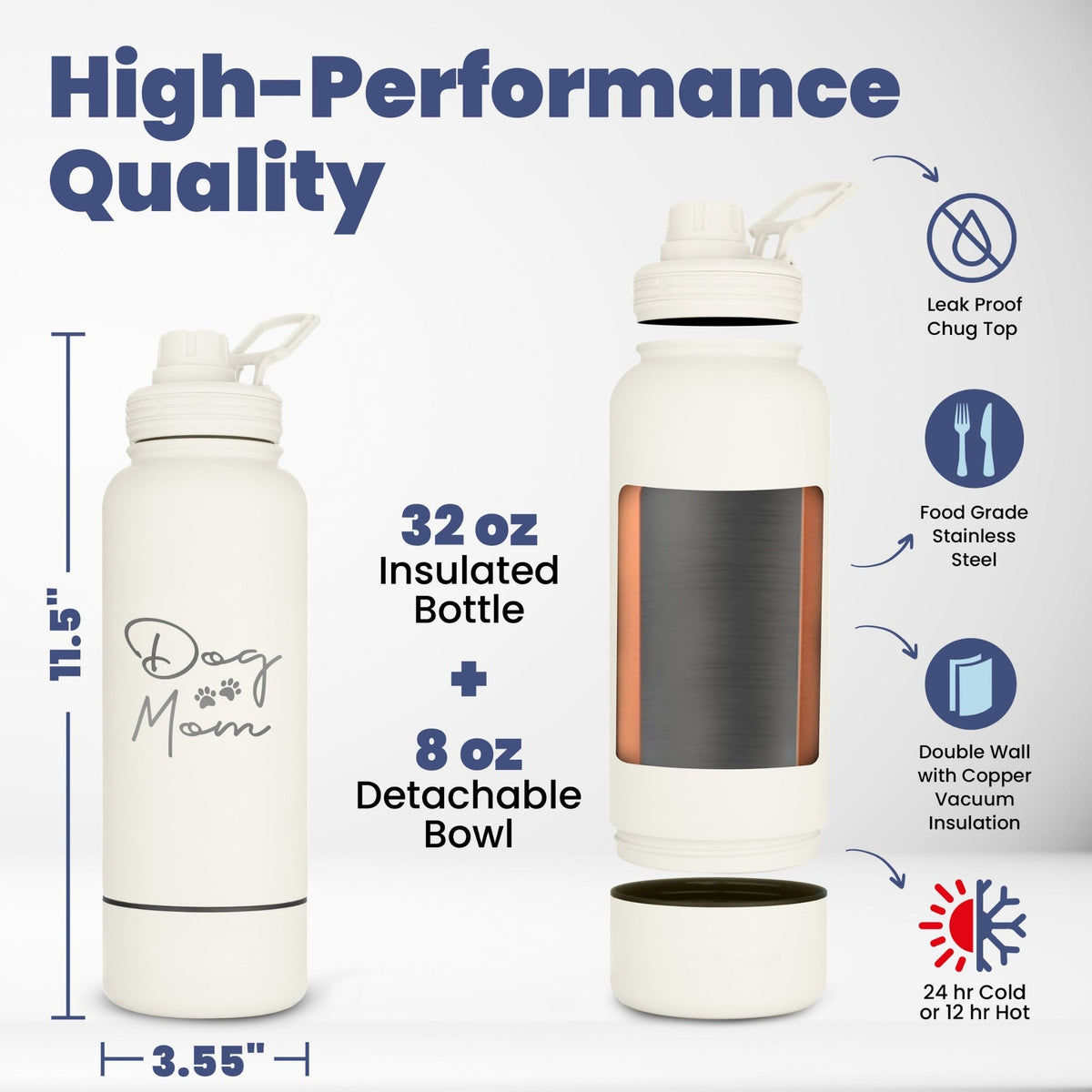 Dog + Human Travel Water Bottle with Bowl