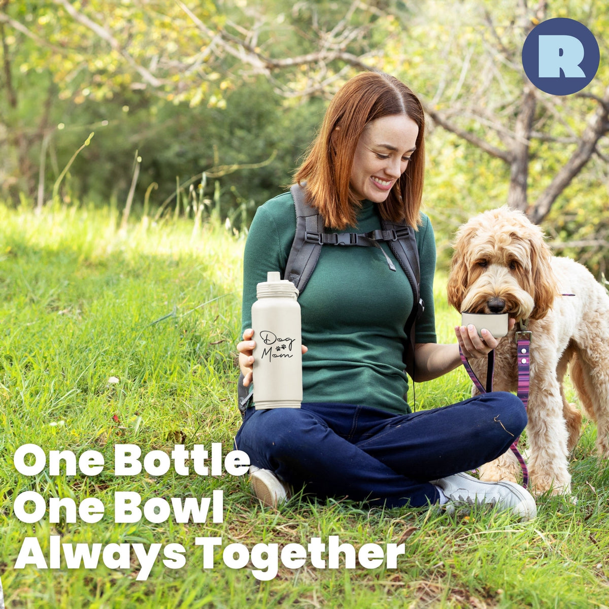 Dog + Human Travel Water Bottle with Bowl