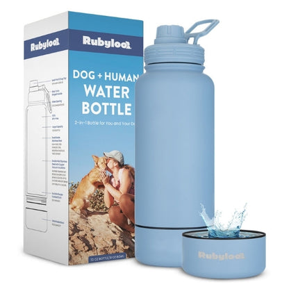 Dog + Human Travel Water Bottle with Bowl